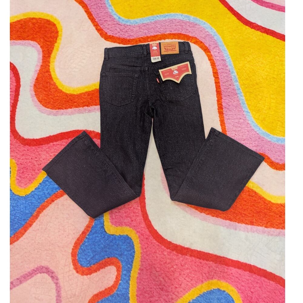 Levis 726 Flare Jeans Girls 10 Dark Wash Sparkle Glitter High Rise Stretch Denim - Picture 3 of 5